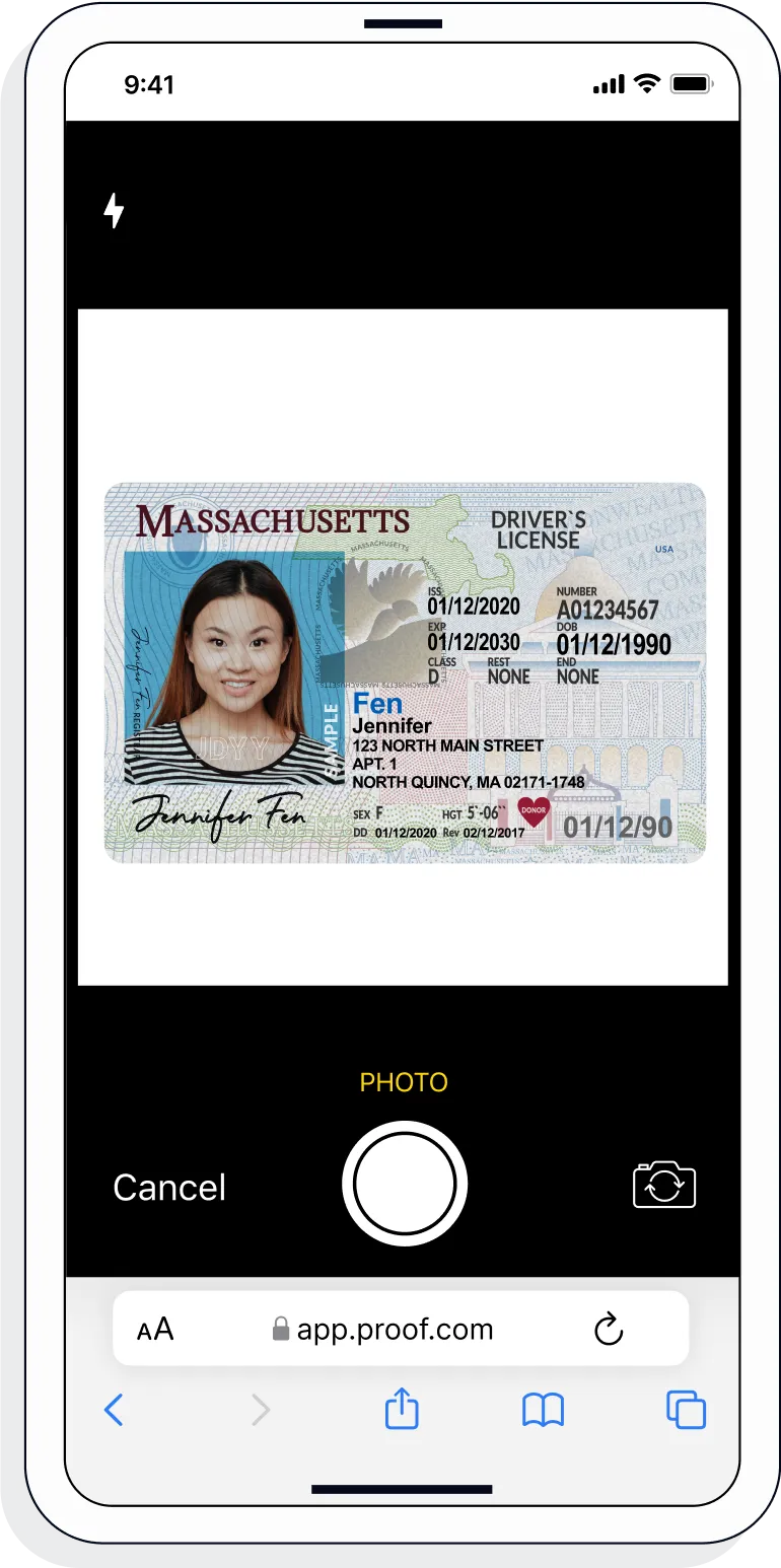 Product image on mobile phone showing how Notarize works